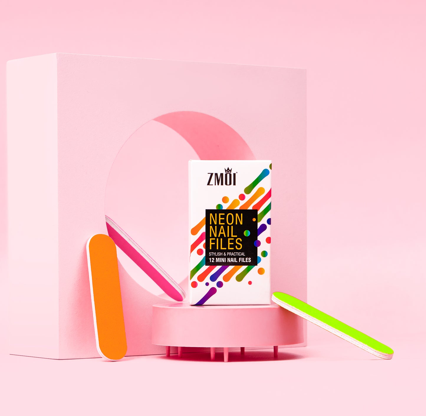 Colorful Neon Girly Mini Emery Board 12 Nail Files