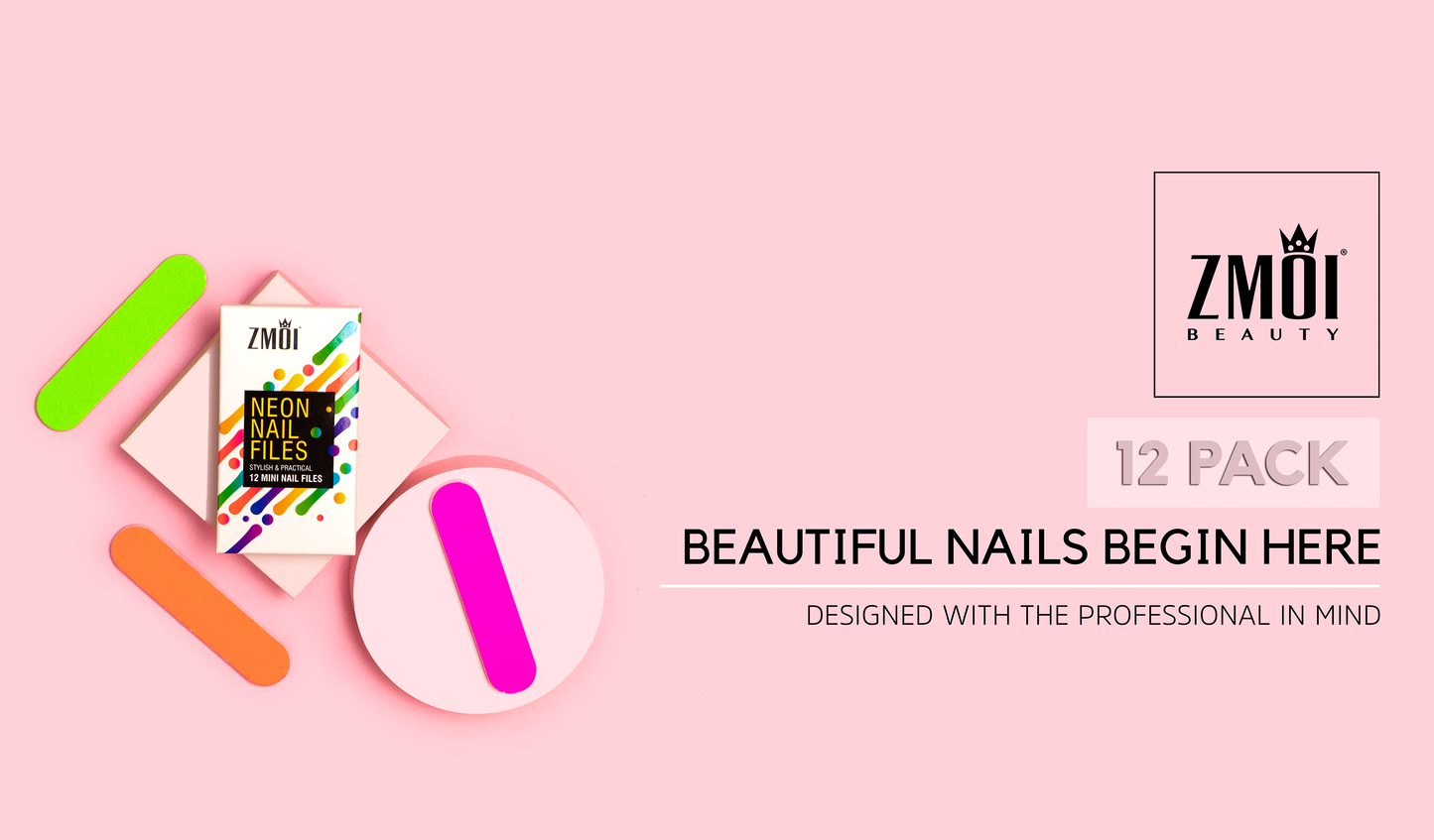 Colorful Neon Girly Mini Emery Board 12 Nail Files