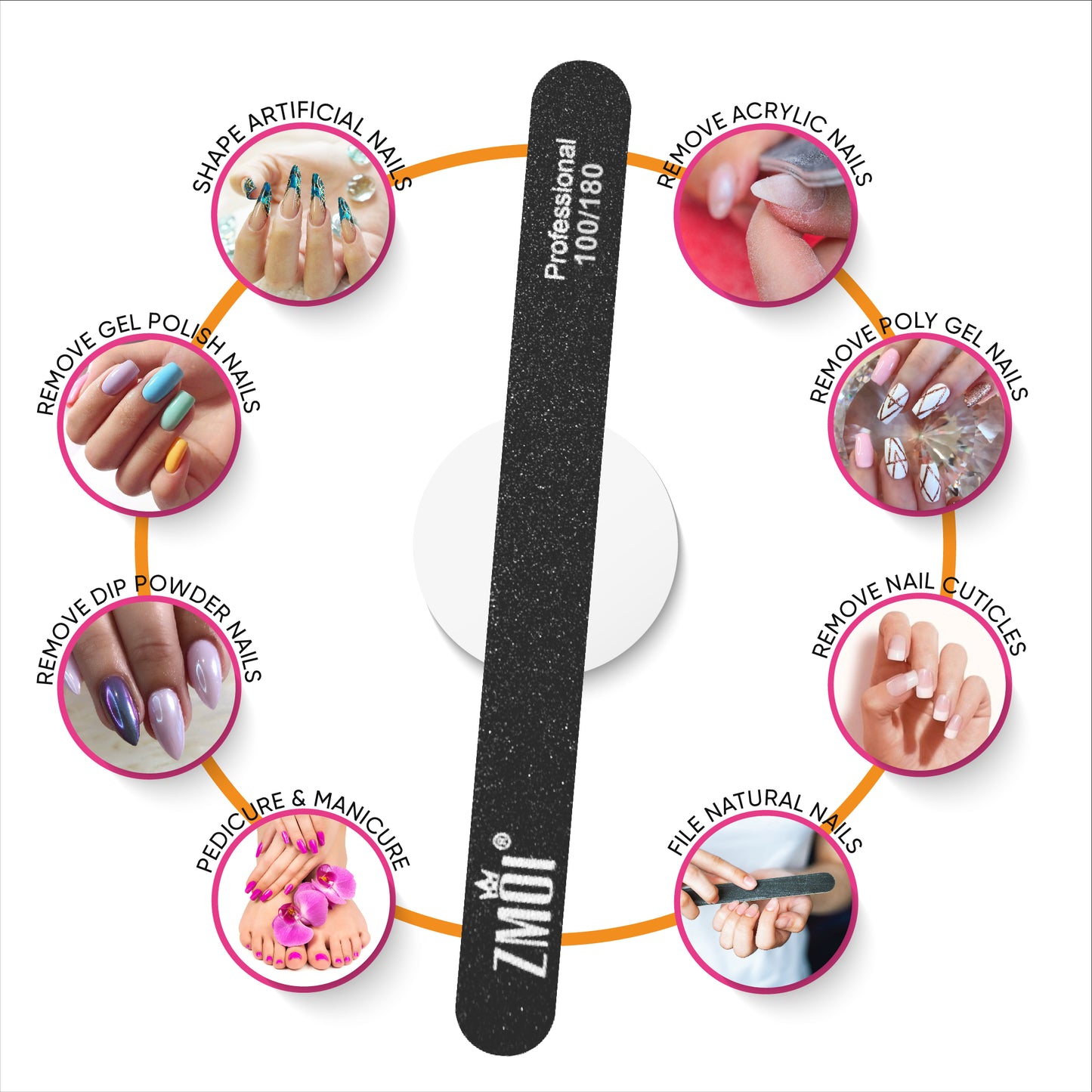 Professional Nail File 12 Durable Design Ergonomic and Practical Mix Grit Pack
