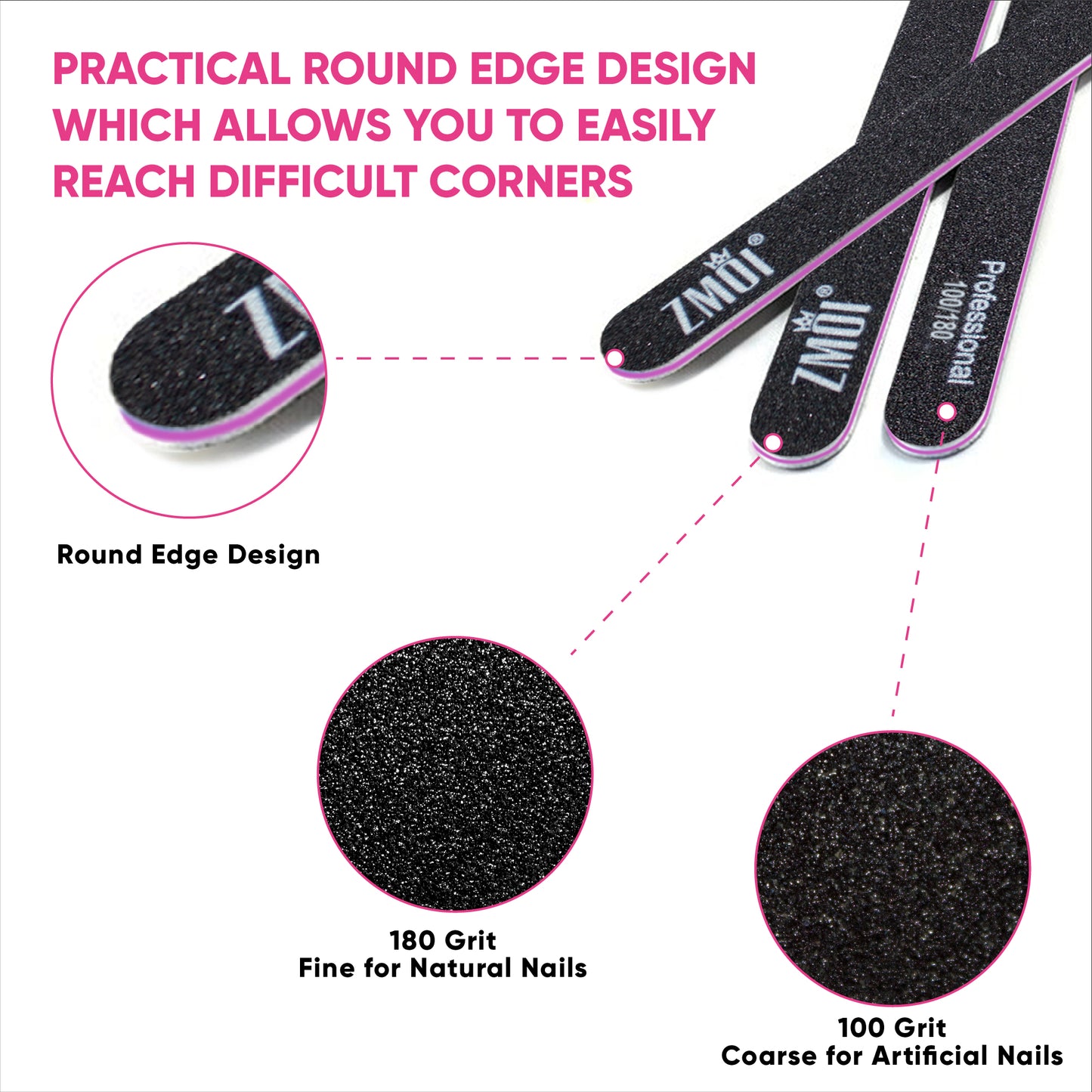 Professional Nail File 12 Durable Design Ergonomic and Practical Mix Grit Pack