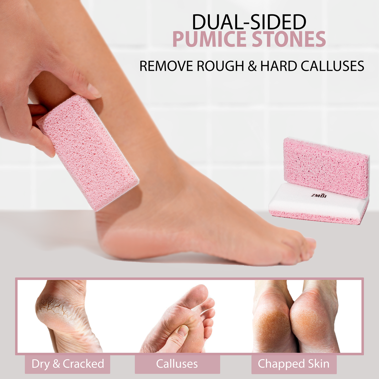 2-in-1 Siliglass Pumice Stone Callus Remover ( Pink color )