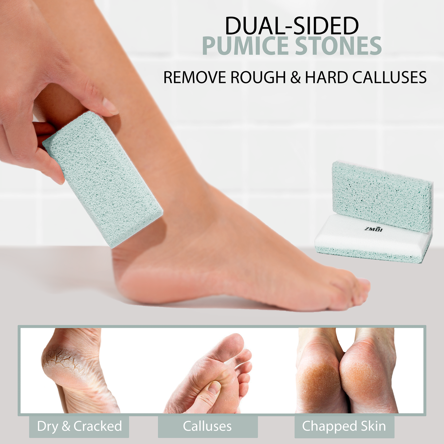2-in-1 Siliglass Pumice Stone Callus Remover ( Teal color )