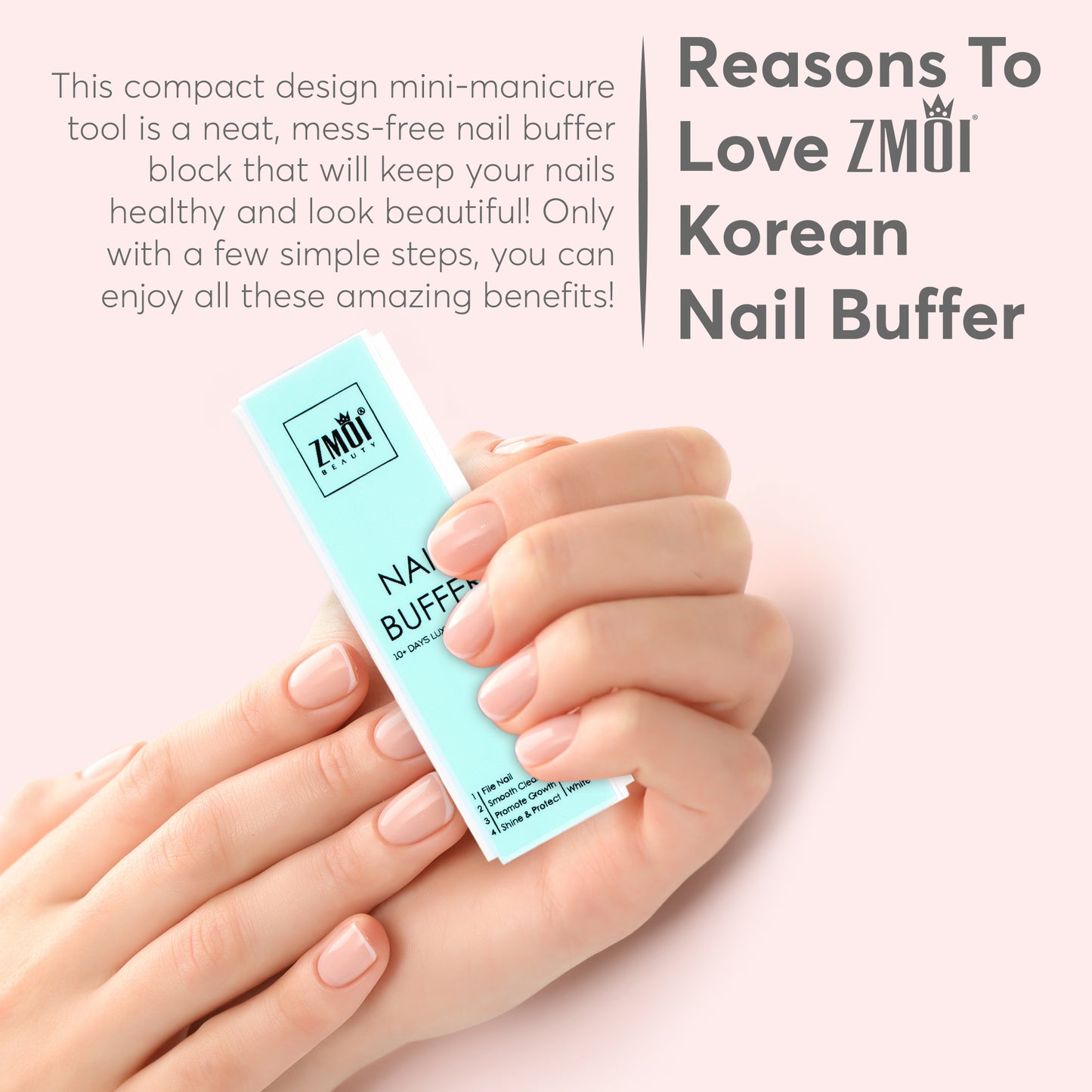 Pro Nail Buffer Luxurious Shine Korean 4-Way Nail Buffing Block 2 Pack