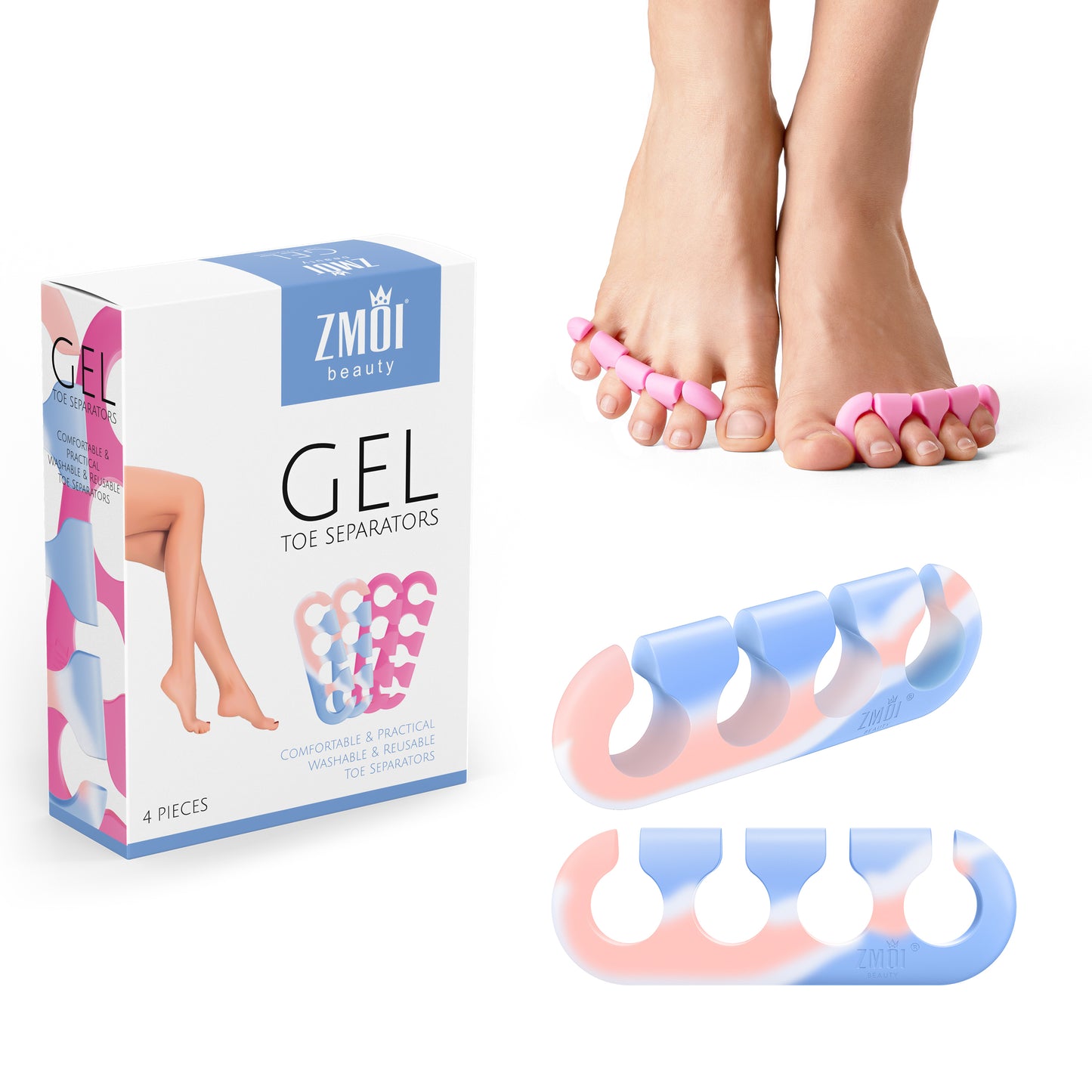 Gel Toe Separators for Women & Men - Soft Silicone Pedicure/Yoga Toe Spacers