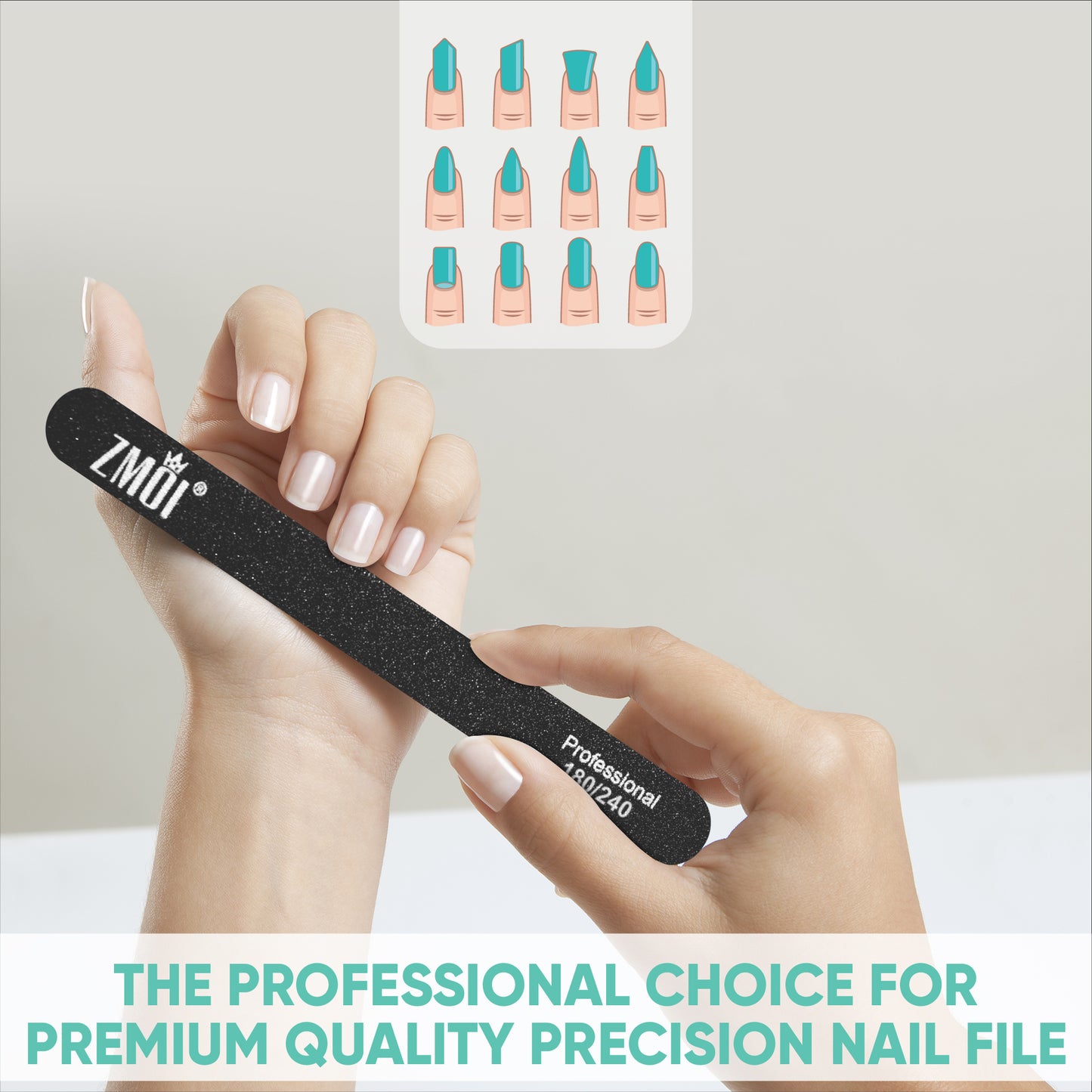 Professional Nail Files 12 Durable Design Ergonomic and Practical 180/240 Grit