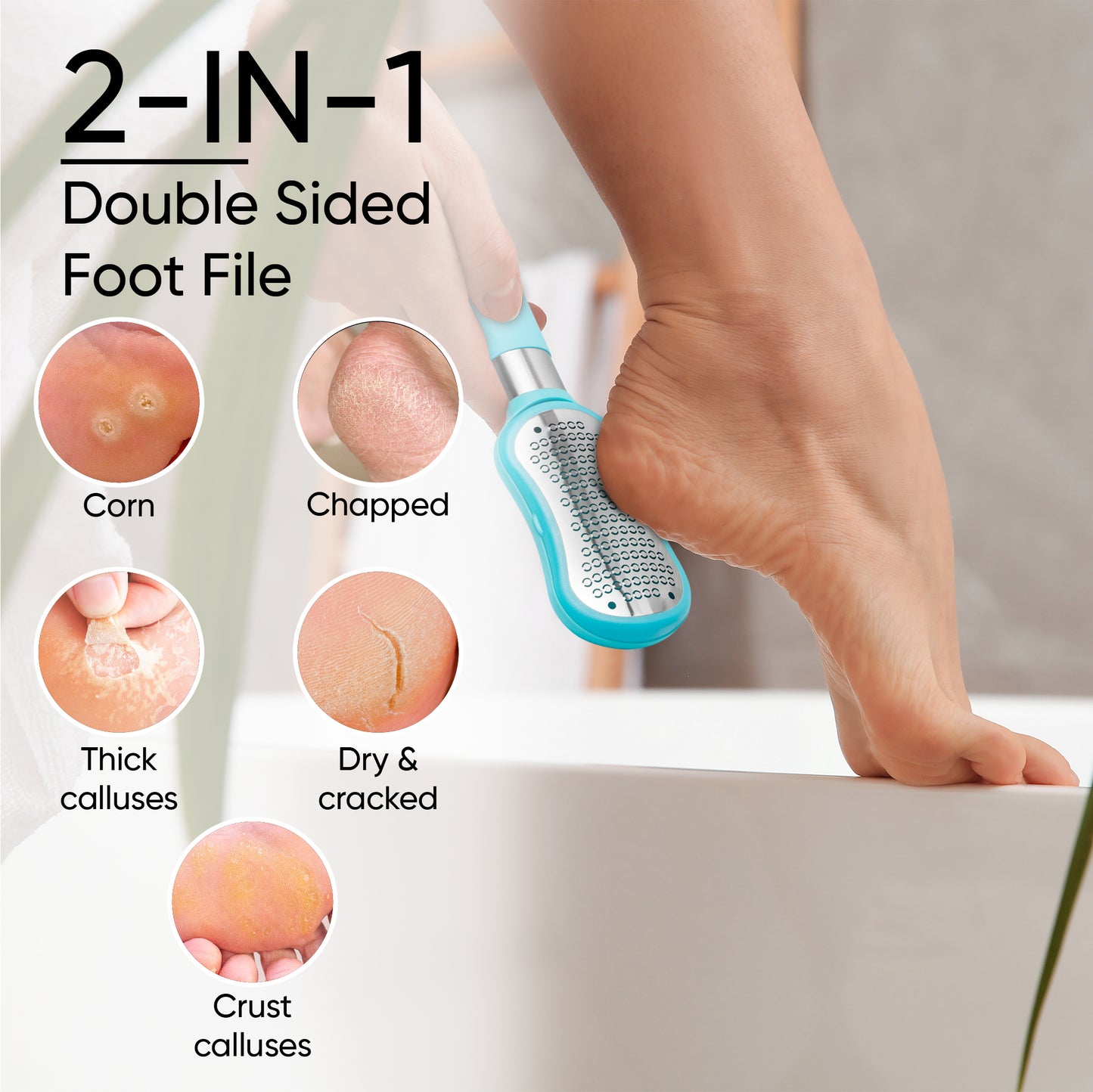 Premium Foot File 2-in-1 Callus Remover for Feet with Dead Skin Storage