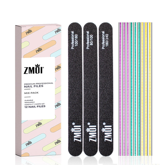 Professional Nail File 12 Durable Design Ergonomic and Practical Mix Grit Pack