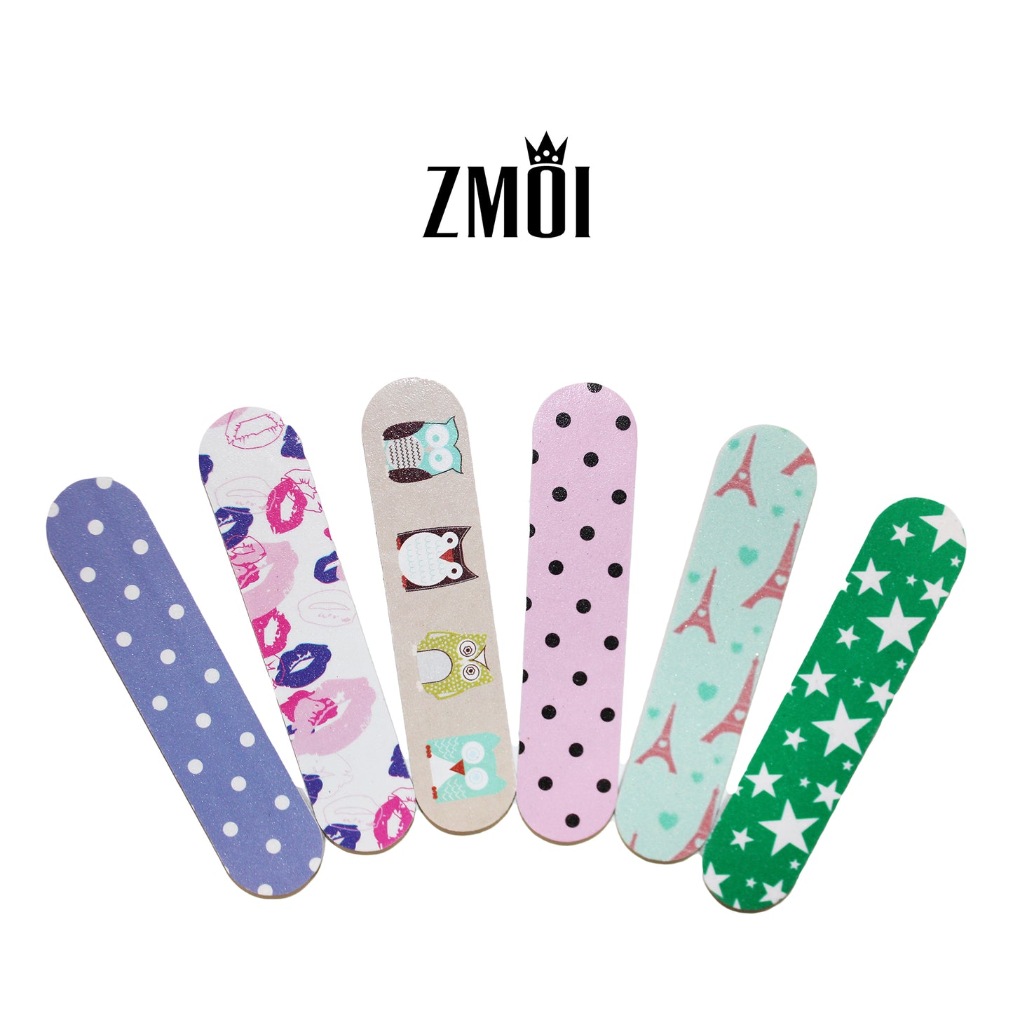 6 Colorful Girly Mini Emery Nail Files & 6 Pairs Heart Design Toe Separators Kit